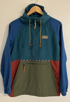 LL Bean Mountain Classic Anorak Women's M Aztec Windbreaker 1/2 Zip Hood Outdoor - Image 1 of 4