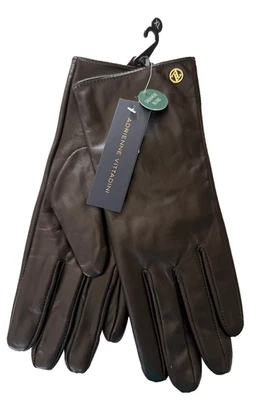 Guantes Adrienne Vittadini Damas Marrón Cuero Genuino Mezcla Cachemira Forrados XL Foto 1 de 4