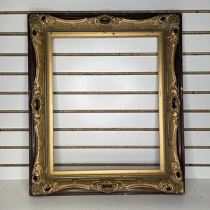 Antique See Through Victorian Era Walnut & Gold Painted Wood Ornate Gesso Frame - Picture 1 of 12