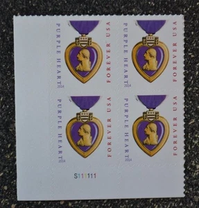 2015USA #5035 Forever Purple Heart Plate Block of 4 Mint medal S111111 2014date - Picture 1 of 4
