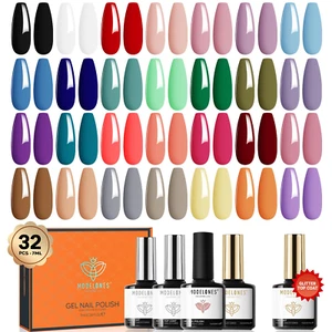 32 PCS Gel Nail Polish Set, 28 Colors Spring Gel Polish with No Wipe Base Coat, - Picture 1 of 12