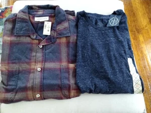 AEROPOSTALE Men's Soft Checked Flannel Shirt-SZ XXL w/ST. JOHN'S BAY Tee!! - Picture 1 of 5