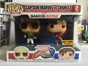 Funko POP! Marvel v Capcom 2-Pack CAPTAIN MARVEL VS CHUN-LI Hot Topic Exclusive! - Picture 1 of 9