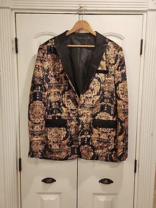 Kilburne and Finch Formal Wear Mantel Blazer 44 L XL Samt Gold All Over Muster  - Bild 1 von 19
