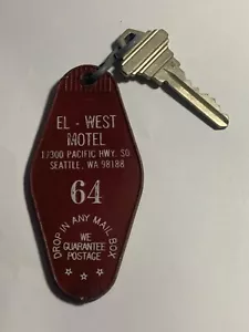 Llavero para habitación de hotel El-West Motel con llave Seattle Washington #64 - Imagen 1 de 2