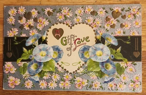 Geschenk der Liebe Vintage Valentinstag geprägt Postkarte PC 1909 Herz Morgen Ruhm - Bild 1 von 1