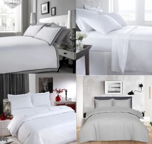 100% EGYPTIAN COTTON 400 THREAD COUNT DUVET COVER SET + PILLOWCASE PAIR - Picture 1 of 5