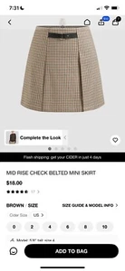 Cider Mid Rise Check Belted Mini Skirt - Picture 1 of 3