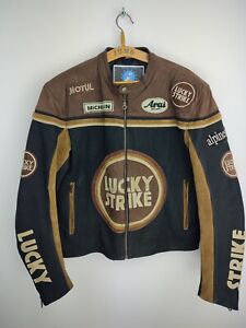 Vintage SUPER RARE 80s RACING JACKET Lucky Strike Leather Jacket biker jacket