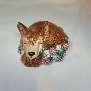 Vintage1990 Fitz and Floyd Reynard inspirierter schlafender roter Fuchs Potpourri-Halter - Bild 1 von 8