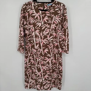 J. Mclaughlin Sophia Catalina Sheath Dress Womens Large Brown Pink Bamboo Print - Picture 1 of 12