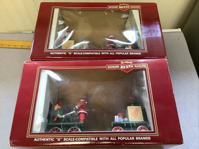 Bachmann 2 Christmas Hand Cars with Santa and Elf G Scale Used Not Working Parts - Image 1 of 4