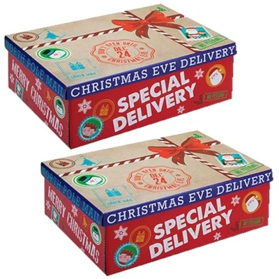SNOW WHITE 2 x Christmas Eve Gift Box Xmas Favour Kids Secret Santa Filler Medium Crate