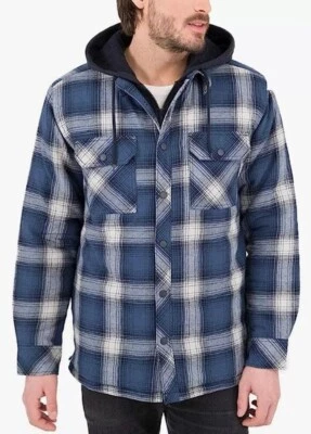 NWT Boston Traders Men's Quilted Button Flannel Jacket Dark Denim (Blue, Small) - Image 1 of 2
