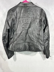 Harley-Davidson Women's Leather Jacket Size Medium Black Graphic RN 103819 - Picture 1 of 10