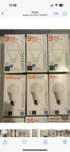 9 Pack LOT Simply Conserve LED 9W, 15W, 60W, 40-60-100W, Dimmable Bulbs White - Picture 1 of 6