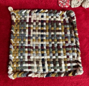 Handmade Large Cotton Potholder Rustic Neutral Colors - Picture 1 of 4