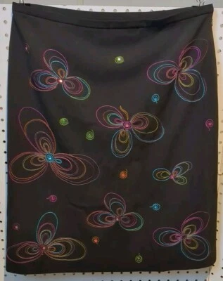 Falda Grace Elements Talla 12 Bordada Colorida Floral Marrón Foto 1 de 4