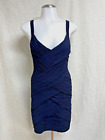 B44 DRESSED navy blue textured pleated pattern stretch sleeveless dress sz S
