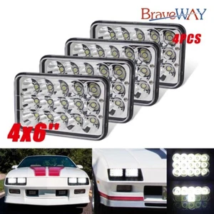 Fit for Chevrolet Camaro Iroc-Z Z28 1982-1992 4PCS 4x6"inch LED Headlights Hi/Lo - Picture 1 of 10