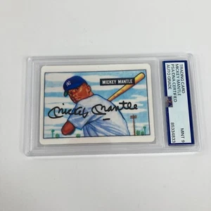 1951 Bowman Mickey Mantle Signed Porcelain Baseball Card RC PSA DNA 9 MINT - Picture 1 of 4