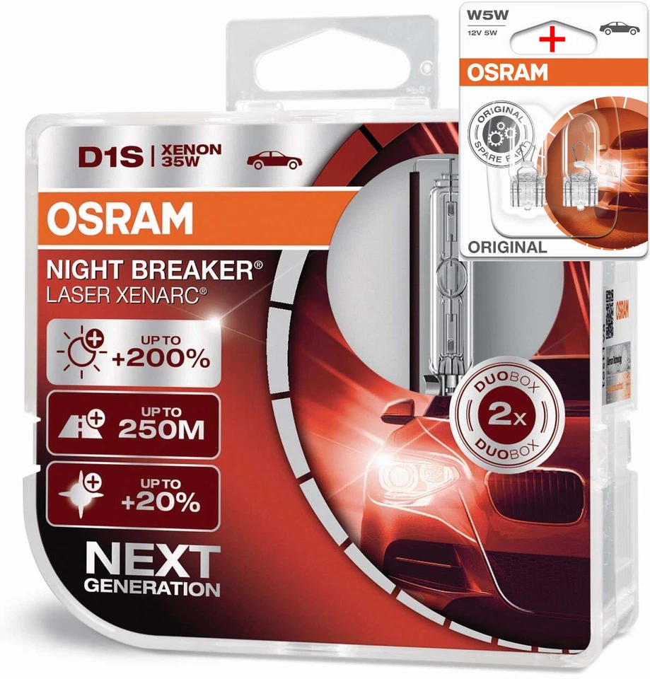 Osram D1S 12/24V 35W XENARC NIGHT BREAKER LASER +200% 2Stk.+W5W OL - Bild 1 von 3