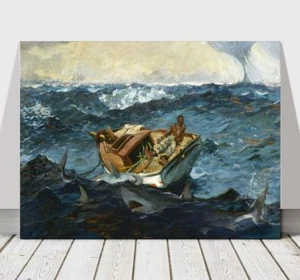 WINSLOW HOMER - The Gulf Stream - CANVAS ART PRINT POSTER - Sea Boat - 12x8" - Imagen 1 de 1