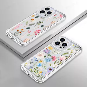 Funda blanda transparente floral a prueba de golpes para iPhone 16 Pro Max 15 14 13 12 11 XR - Imagen 1 de 22