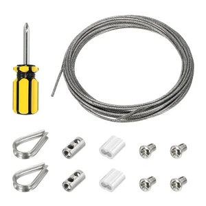 5/64" Wire Rope Kit, PVC Coated Stainless Steel Cable, 20ft - Picture 1 of 4