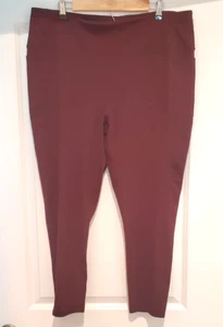 Skechers Los Angeles Womens 3XL High Waist 2 Side Pockets Burgundy Leggings - Picture 1 of 5