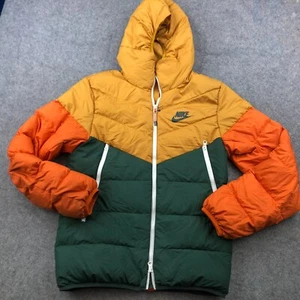 Nike Jacket Mens Small Green Orange Yellow Windbreaker Down Puffer Sportswear * - Picture 1 of 16