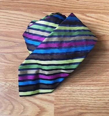 Corbata de seda Duchamp London multicolor a rayas hecha a mano Inglaterra para hombre Foto 1 de 4