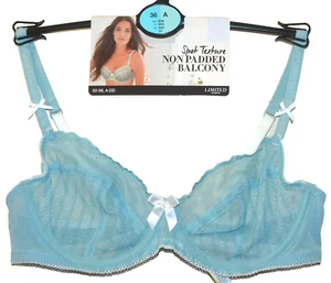 DAMEN M&S GEPUNKTET STRUKTUR UNGEPOLSTERT BALKON BH GR. 36A AQUA - NEU - Bild 1 von 3