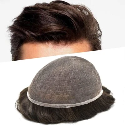 Sistema de reemplazo de cabello humano toupee de encaje francés para hombre EE. UU. Foto 1 de 4