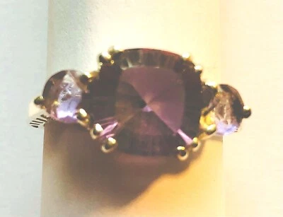 大号模拟 Asscher 切割 Alexandrite 和 Sterling Siver 戒指 尺寸 10 — 第 1/4 张图片