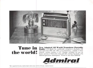 Radio portátil Admiral All World 1966 transistor anuncio impreso vintage 10 bandas AM/FM - Imagen 1 de 1