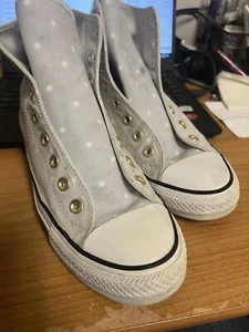Converse All Star Damen-Hi-Tops Größe 9 hellgrau mit weißen Tupfen - Bild 1 von 7