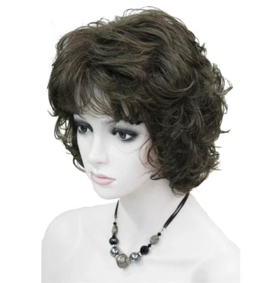 Pelucas para mujer negras/marrones naturales pelo corto rizado peluca sintética 18 colores Foto 1 de 4