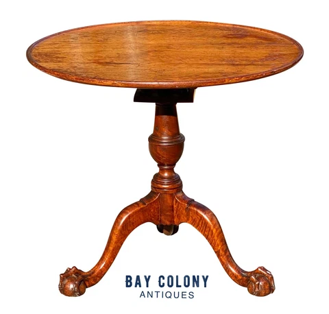18TH C ANTIQUE PHILADELPHIA CHIPPENDALE WALNUT DISH TOP TEA TABLE - TILT TOP Cover