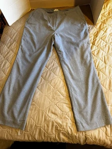 LL Bean Pants Classic Fit Cotton Tweed Flat Front Gray Straight Leg Women’s 18 - Picture 1 of 16