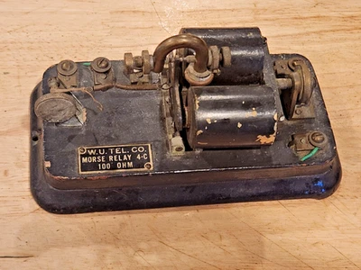 Antique 1903 Western Electric W.U. TEL CO Morse 100 ohm Telegraph Key Relay 4-C - Image 1 of 4