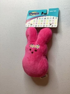 Pink PEEPS DOG Bunny Rabbit Toy Plush Squeaker Well Dressed Easter 6" - Picture 1 of 6