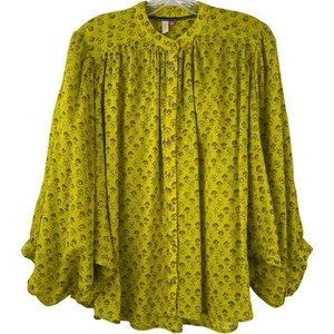Pilcro Womens Yellow Ditsy Floral Oversized Blouse Prairie Dolman Sleeves Size S - Picture 1 of 18
