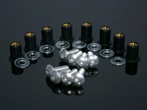 Verkleidungsschrauben, Alu-Schrauben mit Gummi-Muttern f. Verkleidungen, silbern - Bild 1 von 1