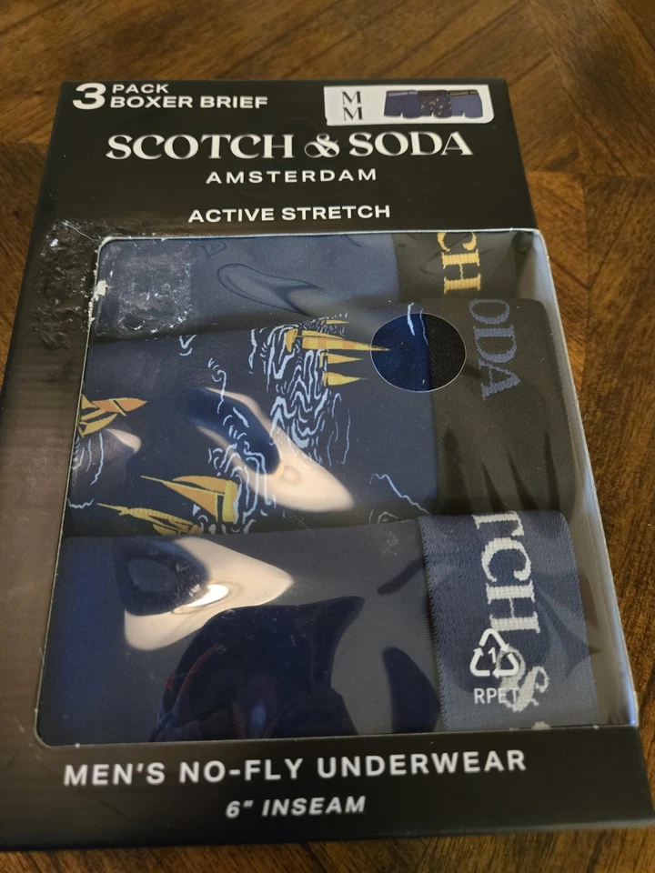 New Scotch Soda Mens Boxer Briefs Sz Medium 3 Pack Blue - Image 1 of 2
