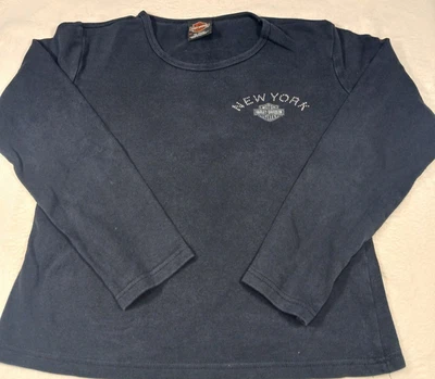 Harley-Davidson женщин XL длинным рукавом футболка черный Нью-Йорк Apple графика - Изображение 1 из 4