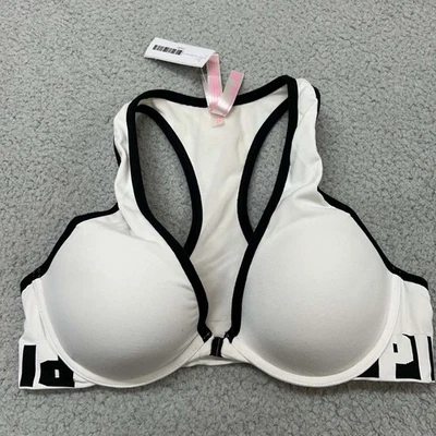 Pink Bra 36C Push Up Bra Cool Comfy Push-Up Spellout VS Victoria Secret - Image 1 of 4