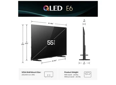 Hisense 55 Inch E6 Cinema Series ULED ULED 4K UHD Google Smart TV (2024) - Image 1 of 4