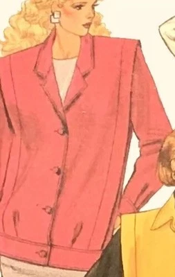 1980s Batwing Blouson Saddle Shoulder Jacket Butterick 4042 Sewing Pattern - Image 1 of 3