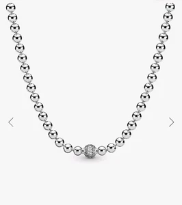 New Genuine PANDORA Beads & Pave Silver Necklace 17.7" - Picture 1 of 7